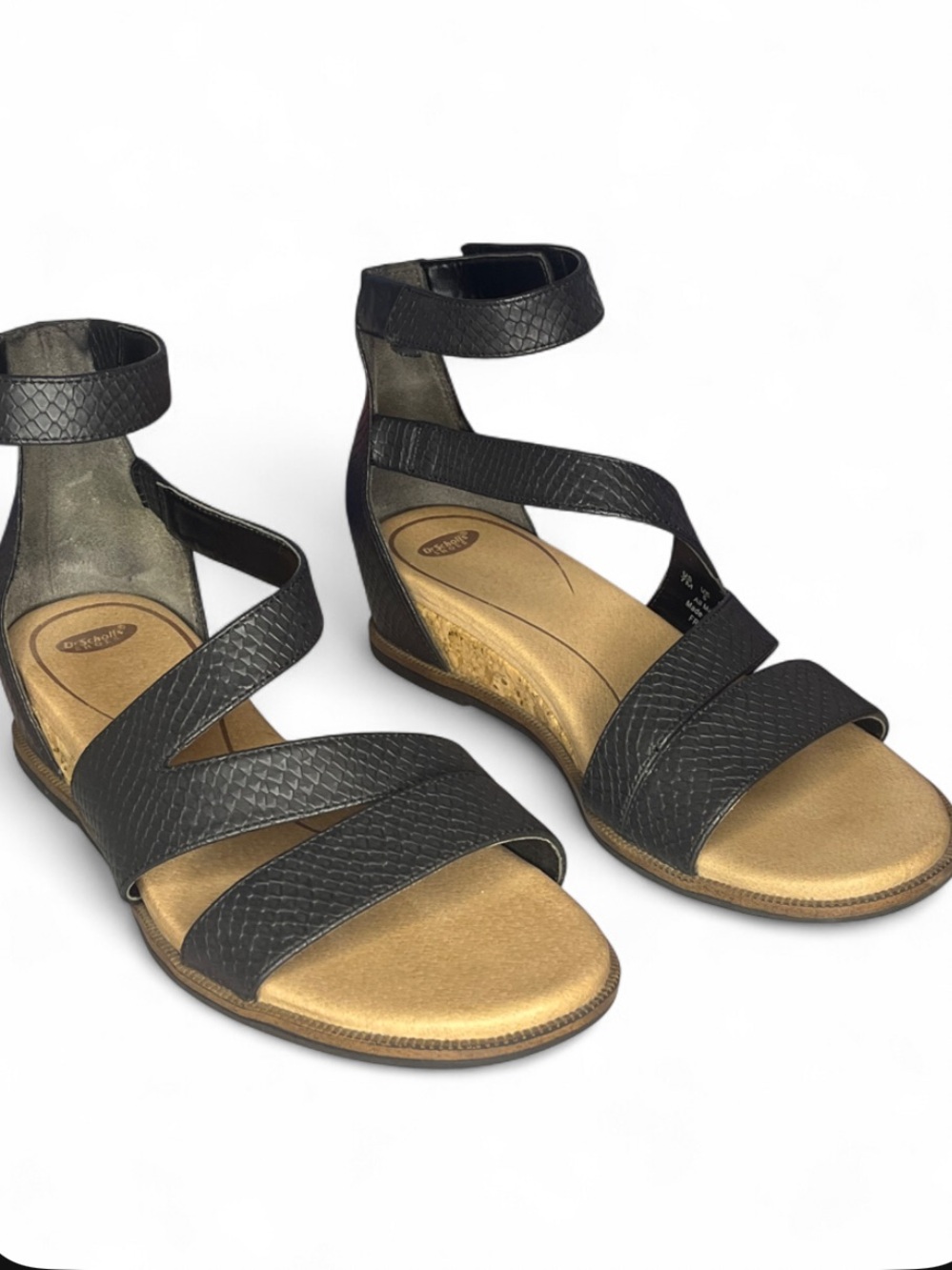 Dr. Scholl's women's Freedom Cushioned Insole Black Wedge Sandals Size 7 - Picture 2 of 8